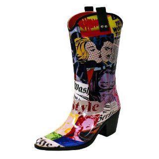 Comic Strip Cowboy Rubber Rain Boots Size 6 Shoes