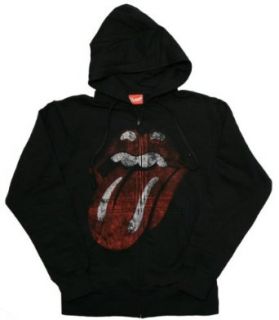 Rolling Stones   Distressed Tongue Zip Hoodie   X Large