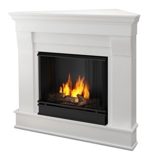 Real Flame Chateau White Gel Indoor Corner Fireplace