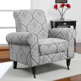 Grey Ikat Rolled Arms Arm Chair Chair