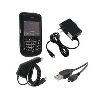 Eforcity Black Hard Case/ Car/ AC Charger/ USB Cable for BlackBerry