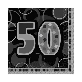 50 ans   Achat / Vente LINGE DE TABLE JETABLE 16 Serviettes noires 50