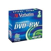 VERBATIM   5 x DVD RW   4.7 Go 6x   boîtier CD   support de stockage