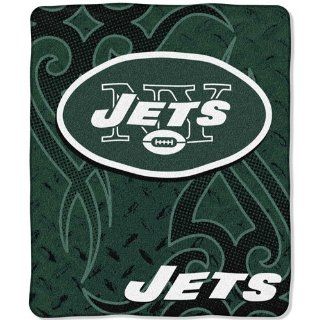 New York Jets NFL Royal Plush Raschel Blanket (Tattoo