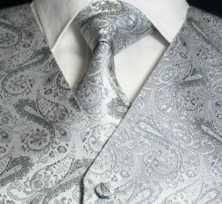 The Dapper Tie Tuxedo Vest Set Silver Paisley 570VS (Size