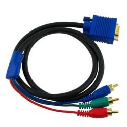 foot Black VGA to RGB 15 pin M/ M Component Cable