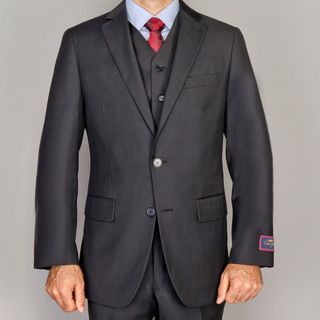 Carlo Lusso Mens Black 3 piece Suit