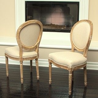 Beige Linen Dining Chairs (Set of 2)