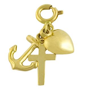 14k Yellow Gold Faith, Hope and Charity Symbol Charm