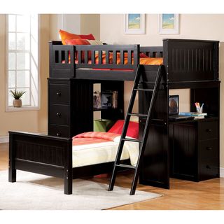 Willoughby Black Finish Twin Loft and Twin Bed Set