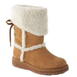 Tan Suede Look Winter Boots Fur Shoes Toddler & Girls Sizes: Shoes