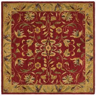 Handmade Hereditary Burgundy/ Gold Wool Rug (6 Square)