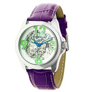 Android Womens Concept T 40 Purple Skeleton Automatic Leather Watch