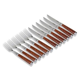 Laguiole Select Hardwood 12 piece Steak Knife/ Fork Set