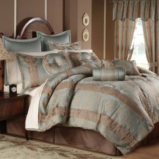 Blue/Mocha Cal King 20 piece Bed in a Bag with Sheet Set