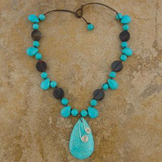 Turquoise and Onyx Bead 18 inch Necklace (Thailand)