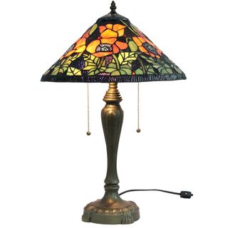 Poppies Handcrafted Stained Glass Tiffany Style Table Lamp