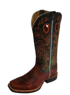 Boots Western Cowboy Ruff Stock WRS0020 Womens Rust/Green Shoes