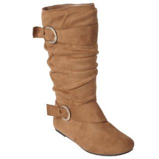 Glaze by Adi Buckle Accent Faux Suede Slouchy Boot: Shoes