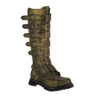 MENS SIZING Knee High Combat Boots Metal Plates Gothic Style Bronze