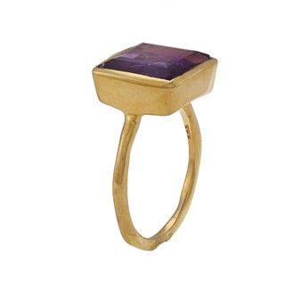 Gold over Silver Amethyst Square Ring (Israel)