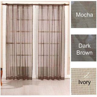 Brielle Home Mesh Rod Pocket Sheer Curtain Panel Pair