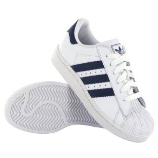  Adidas Superstar II C White Navy Leather Kids Trainers Shoes