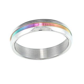 Stainless Steel Rainbow Stripe Ring