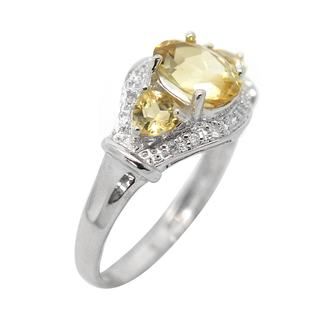 De Buman Sterling Silver Citrine and Cubic Zirconia Ring