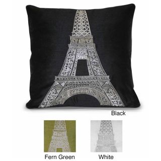 Embroidered Eiffel Tower 18 inch Throw Pillow