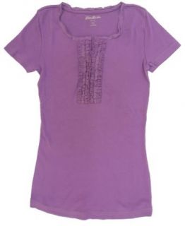 Eddie Bauer Womens Ruffle Front V Neck Tee (Crushed Grape
