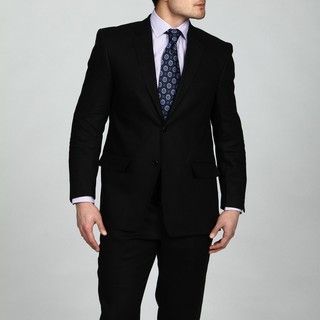 Adolfo Mens 2 button Black Linen Suit
