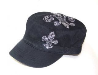 Saints Fleur De Lis Rhinestone Flattop Vintage Hat Cap