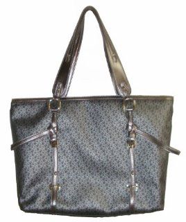 com Womens Large DKNY Coated Logo Tote Handbag (Silver/Grey) Shoes