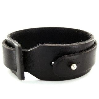 Black Leather Double Wrap Tribal Design Bracelet