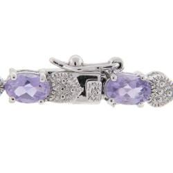 Sterling Silver Amethyst and Diamond Accent Heart Bracelet