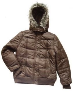Girls Quilted Puffer Coat (20, Brown): Clothing