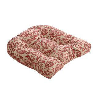 Red/ Tan Damask Chair Cushion