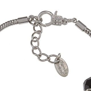 La Preciosa Silvertone Black Bead Enamel Charm Bracelet