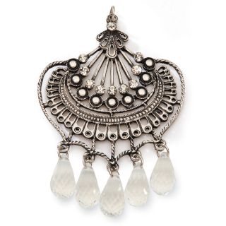 Styled by Tori Spelling (TM) Fan Pendant W/Crystals Antique Silver 1
