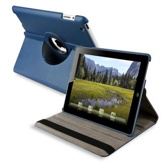 Navy Blue 360 degree Swivel Leather Case for Apple iPad 2/ 3