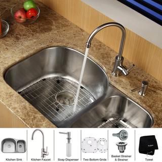 Kraus Stainless Steel Undermount Kitchen Sink, Faucet and Dispenser