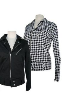 ECSTAR WOMENS SYDNEY FOTTED MOTO HOUNDSTOOTH JACKET SMALL