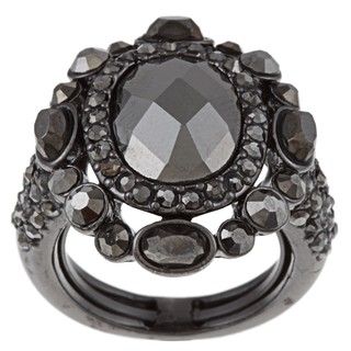 Carolee Lux Black plated Sheer Shimmer Simulated Hematite Ring