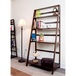 Normandy Tobacco Brown Convertible Ladder Shelf Bookcase   Desk