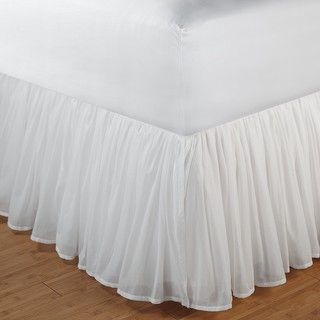 White Queen size Voile 15 inch Drop Bedskirt