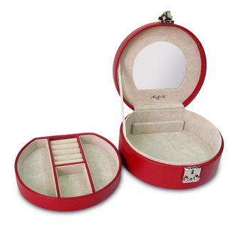 Red Linda Half Moon Leather Jewelry Box