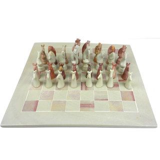 Hand carved Soapstone 15 inch Board and Animal Chess Set (Kenya