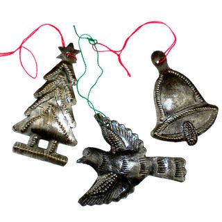 Set of 3 Recycled Oil Drum Holiday Ornaments (Haiti)