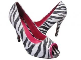 Andres Machado Womens Zebra Peep Toe Pumps AM239 Shoes